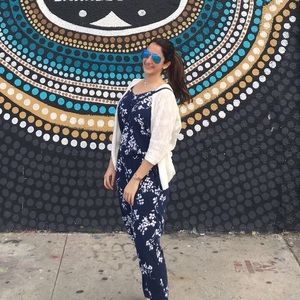 GAP blue, white flowers Jumpsuit